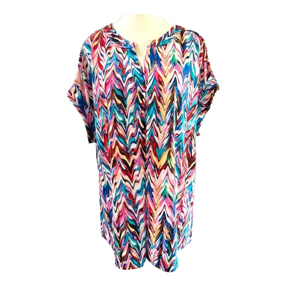 Dear Scarlett Zigzag Print Blouse XL – Colorful & Comfy